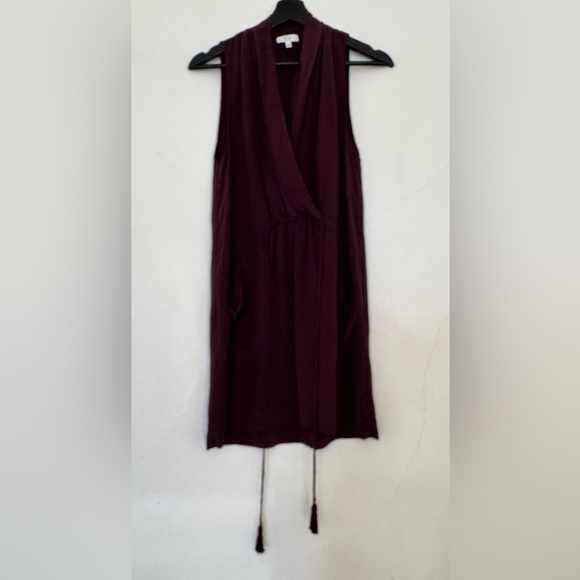 Aritzia Wilfred 100%Silk Sabrine Faux-Wrap Mini Sleeveless Tassel Elegant Dress - Picture 2 of 10
